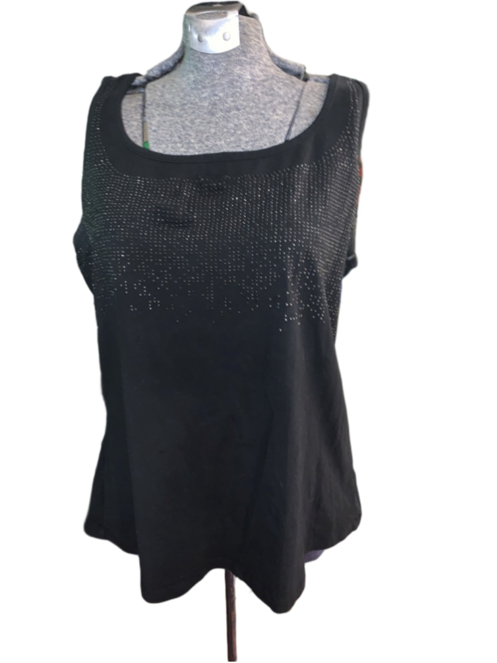 Women's MICHEL STUDIO Black Embellished Tank Top 1X